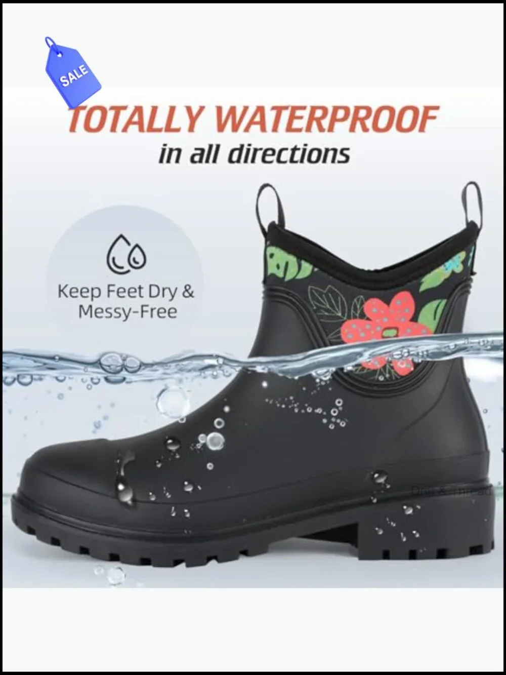 Women's Waterproof Chelsea Ankle Rain Boots - Slip On Rubber Garden Boots